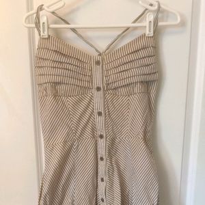 Cotton fit-and-flare button front halter dress